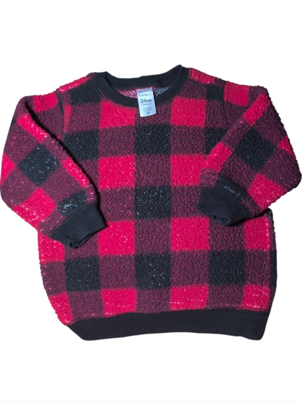 🍁2/$7🍁 CARTER'S Red And Black Buffalo Plaid Textured Sweatshirt